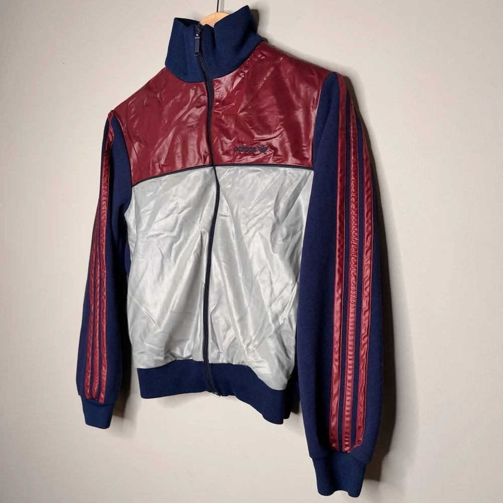 RARE VINTAGE ADIDAS SPORT JACKET 80S SHINY/GLANZEND SZ-S Cotton/Viscose‎ Blend